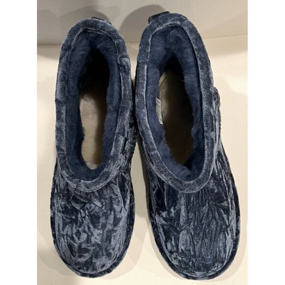 New UGG Classic Mini II Blue Crushed Velvet Sheepskin Boots - Picture 7 of 11